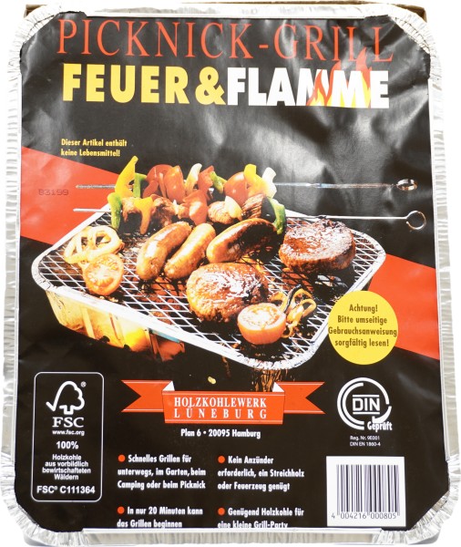 Feuer & Flamme Einweg Picknick-Grill