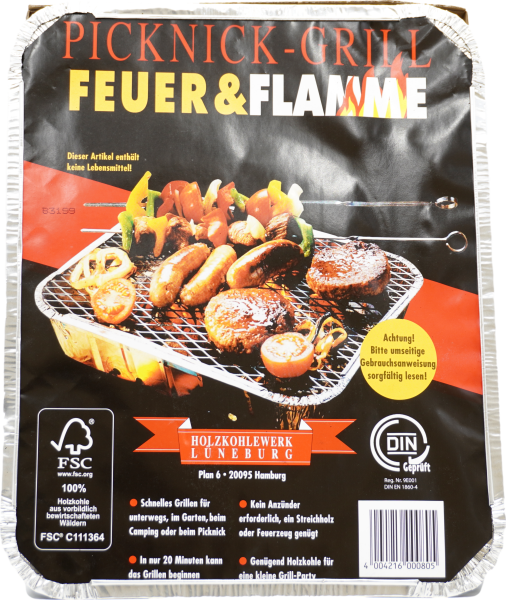 Feuer & Flamme Einweg Picknick-Grill